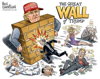 Image result for caricature trump and the wall