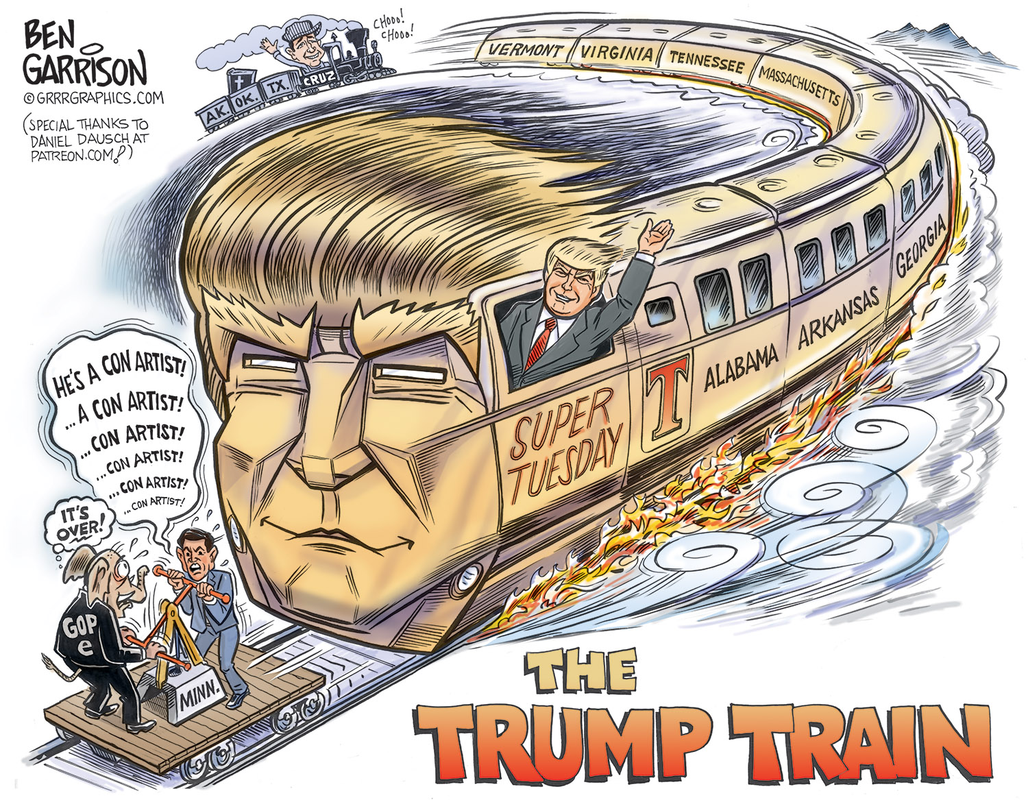 Zero Hedge Posts Trump Train Cartoon GrrrGraphics On WordPress